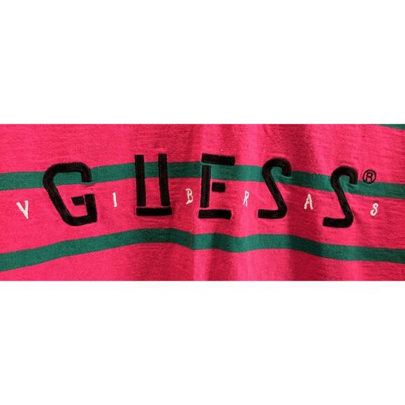 Men’s GUESS X J Balvin VIBRAS Pink Striped T Shirt Sz S *B3 - Picture 1 of 4